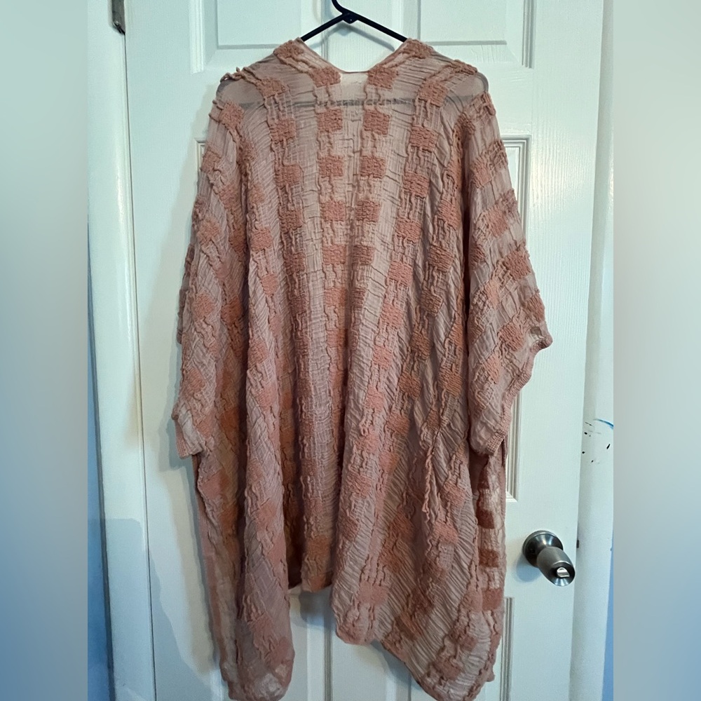 Textured Kimono One Size Blush Pink - Picture 6 of 7